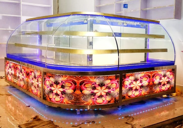 Curved Glass Sweet Display Counter